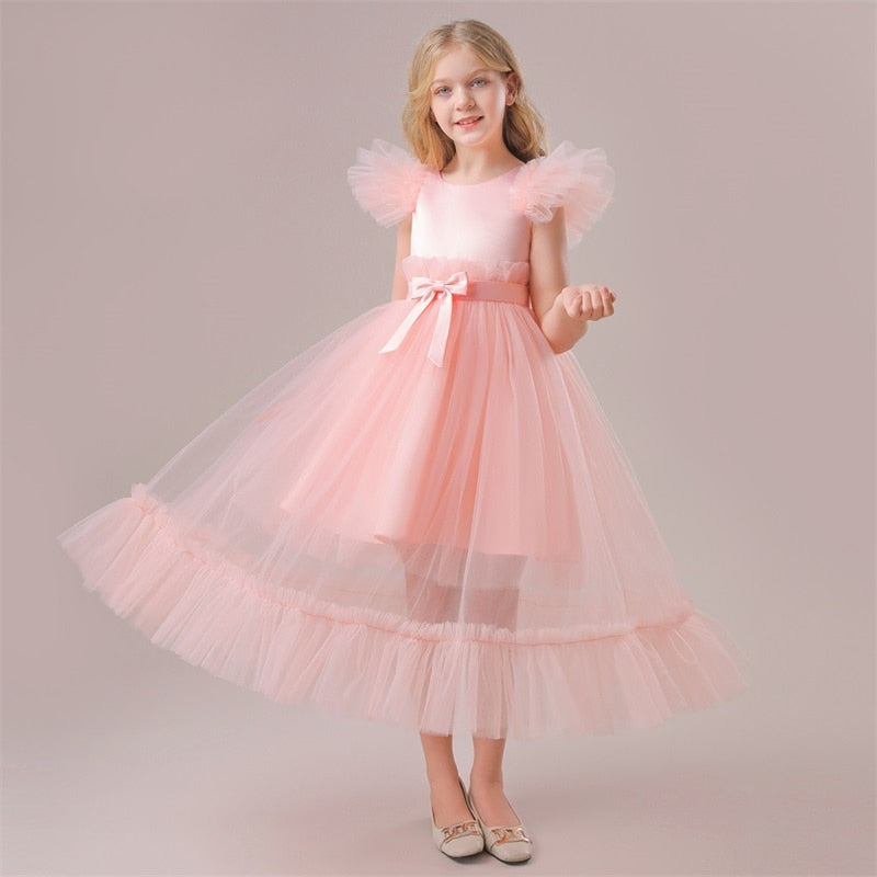 Vestido de fiesta infantil con efecto transparente invertido