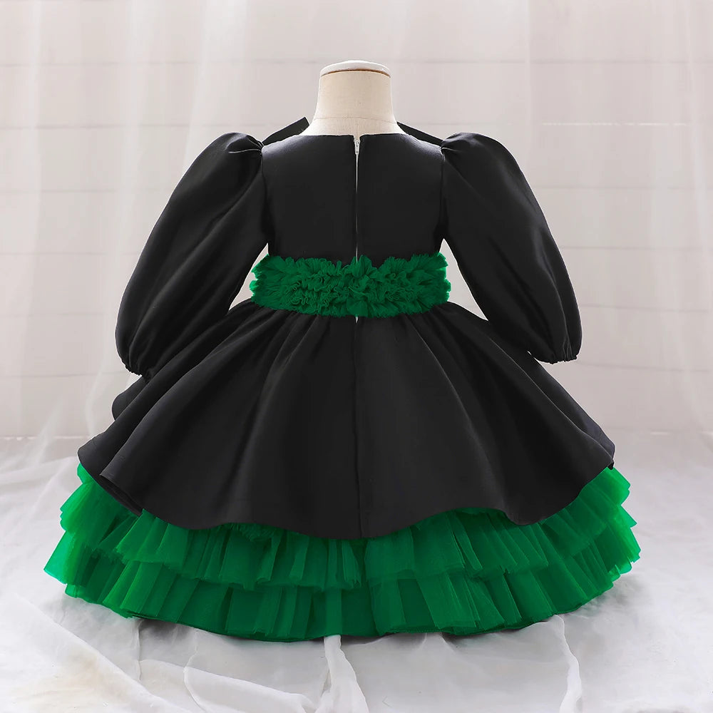 Vestido de bebé verde con manga