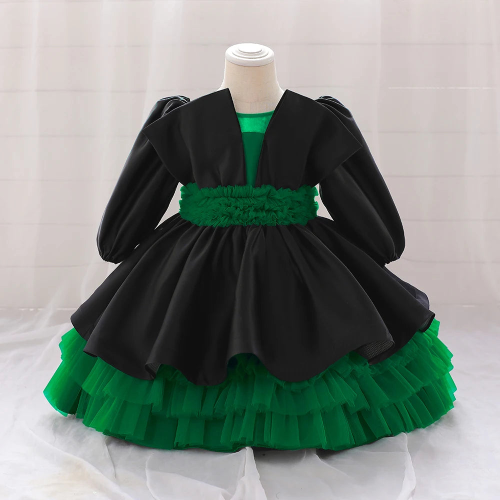 Vestido de bebé verde con manga