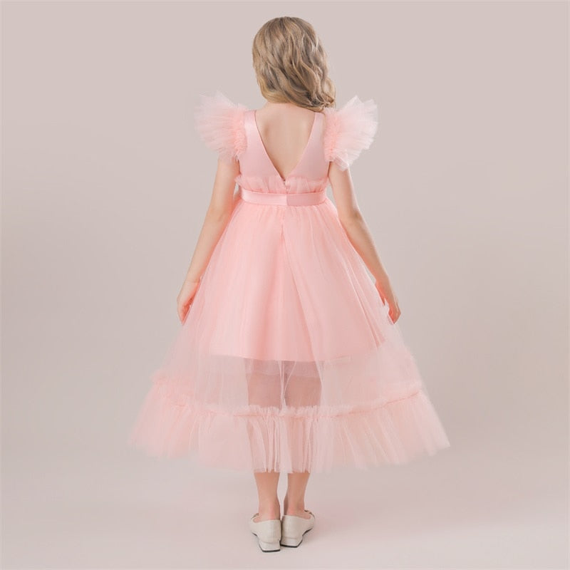 Vestido de fiesta infantil con efecto transparente invertido