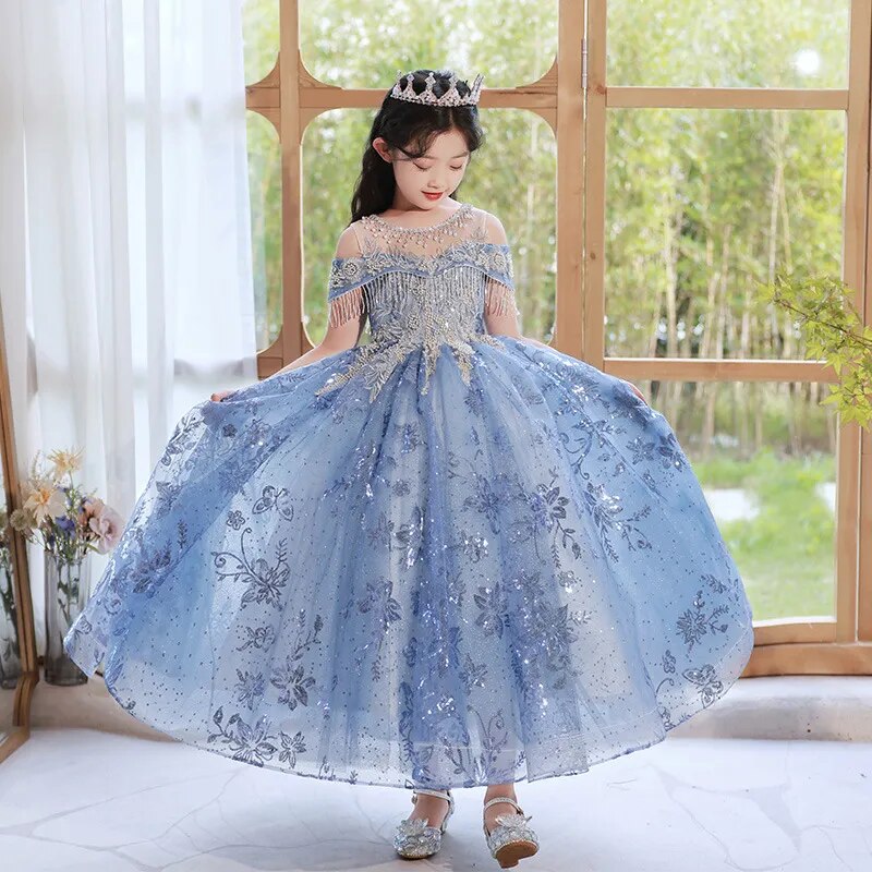 Vestido de navidad infantil gama de lujo azul