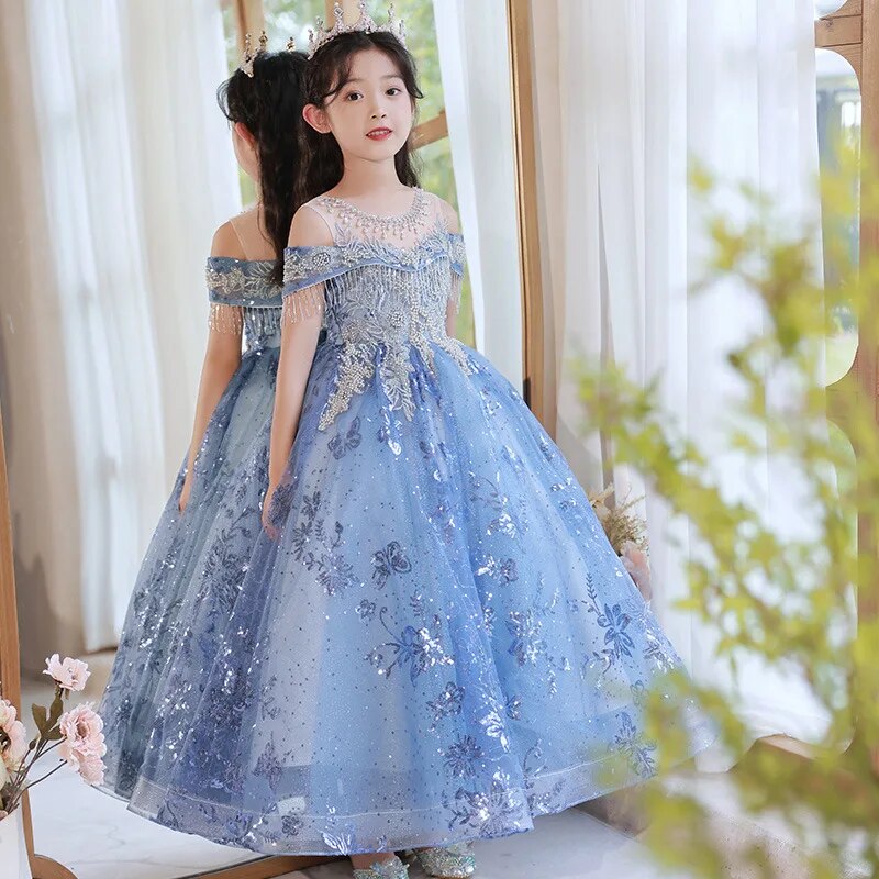 Vestido de navidad infantil gama de lujo azul