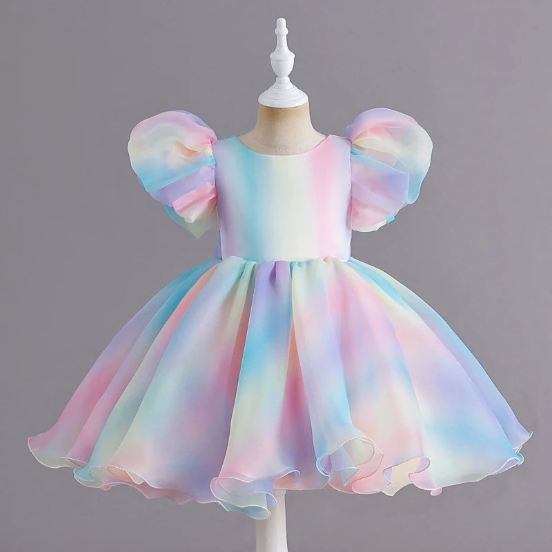 kleid für mädchen regenbogenfarben