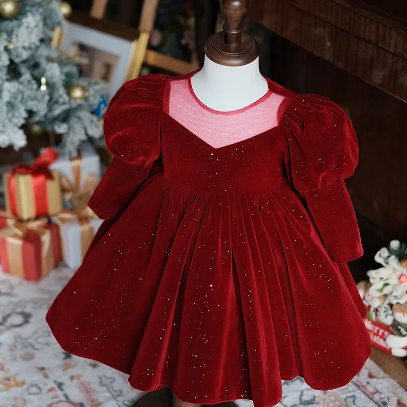 Vestido de Navidad de terciopelo rojo