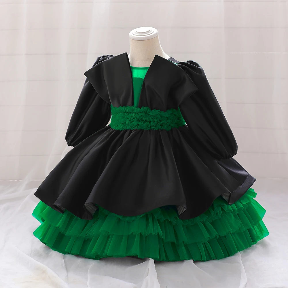 Vestido de bebé verde con manga