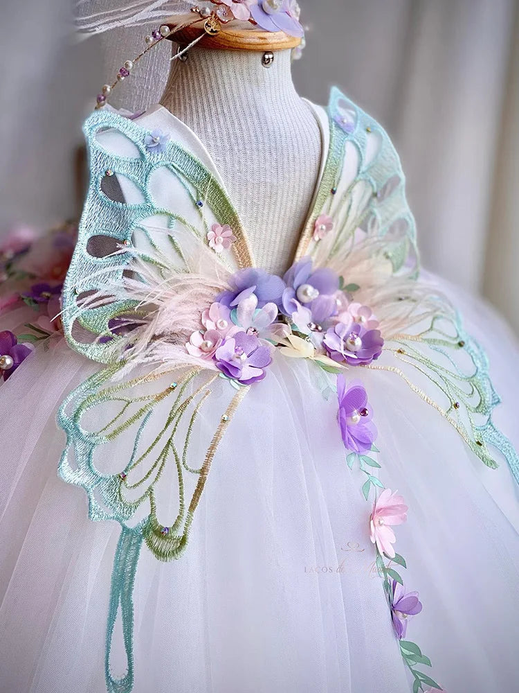 Vestido de cumpleaños niña jardin mariposa