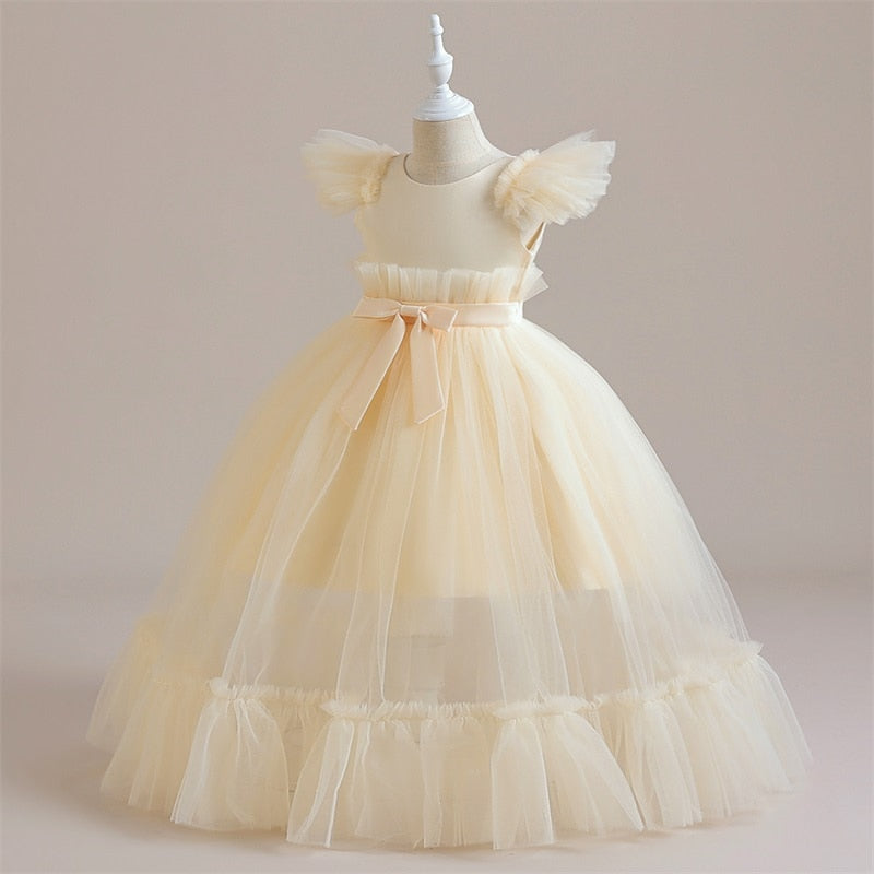 Vestido de fiesta infantil con efecto transparente invertido