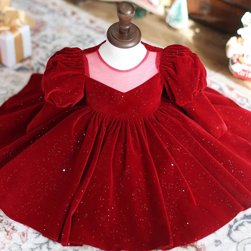 Vestido de Navidad de terciopelo rojo