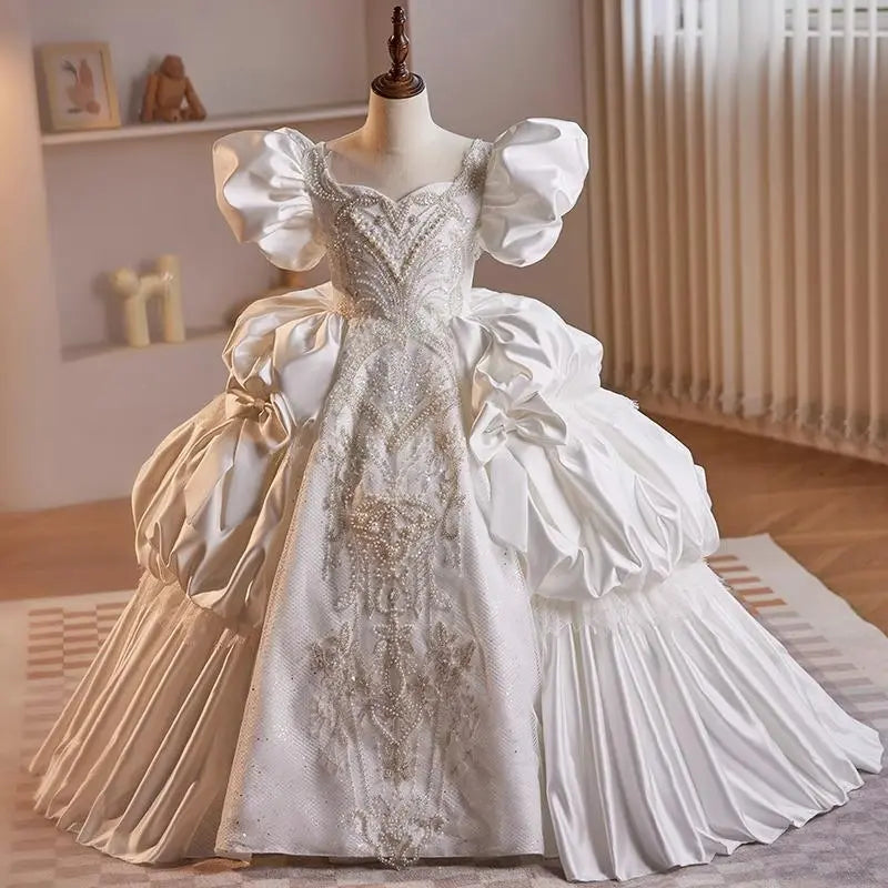 Weißes Kinderzeremonienkleid Prinzessin