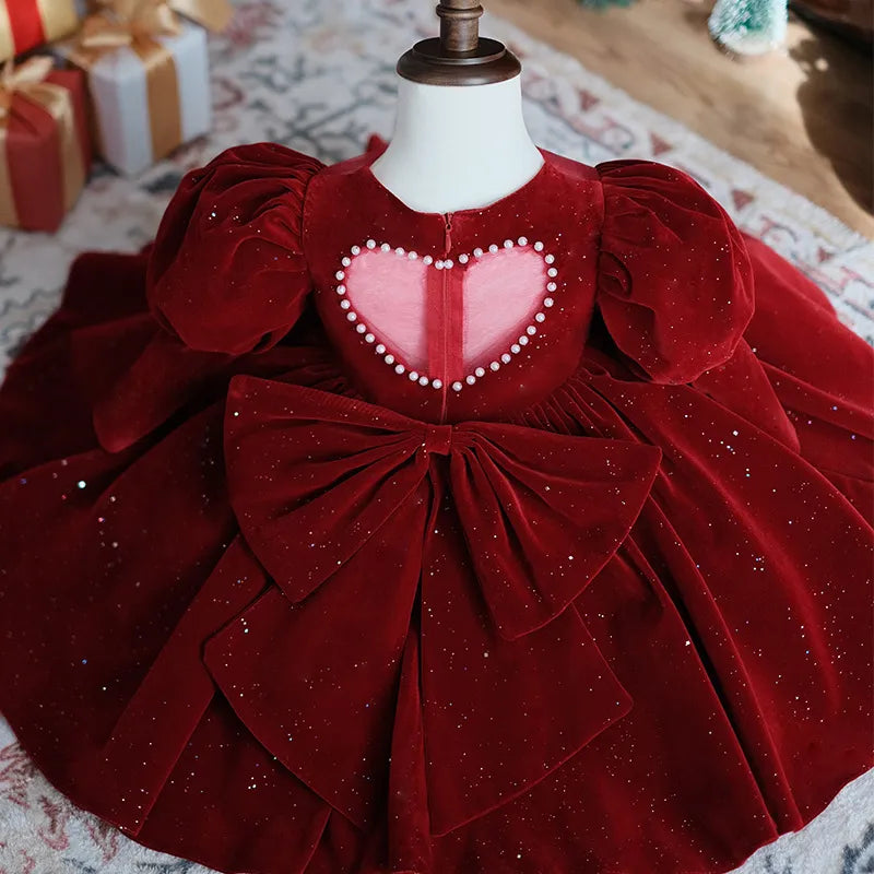 Vestito di Natale in velluto rosso