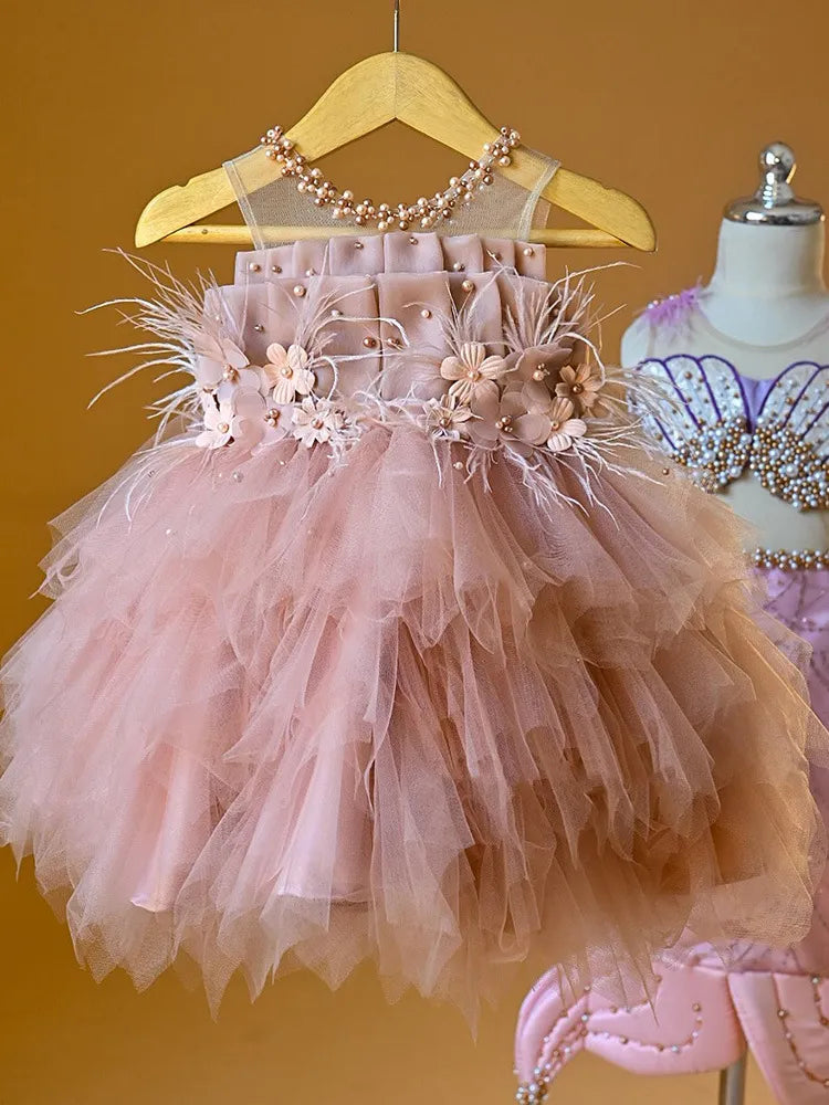 Vestido de cumpleaños infantil de flores lux