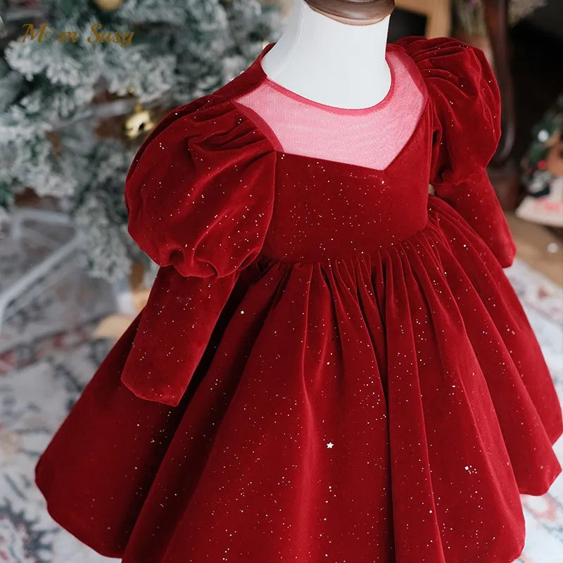 Vestido de Navidad de terciopelo rojo