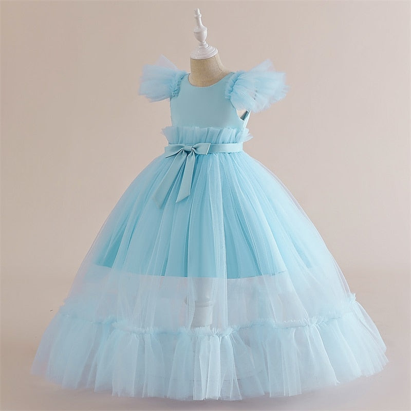 Vestido de fiesta infantil con efecto transparente invertido