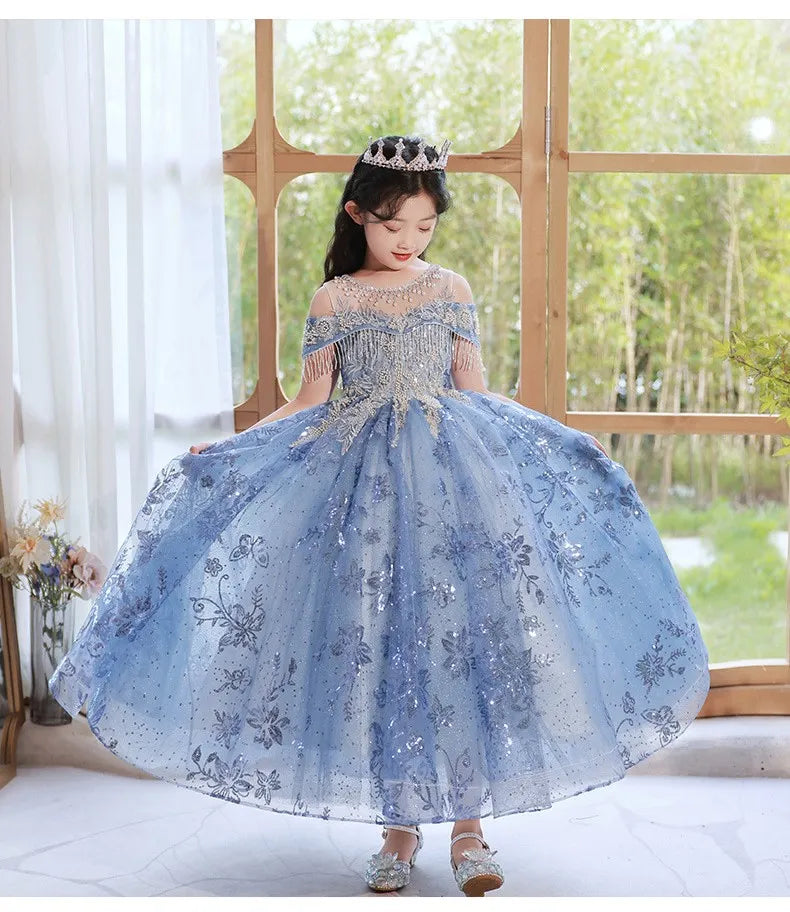 Vestido de navidad infantil gama de lujo azul