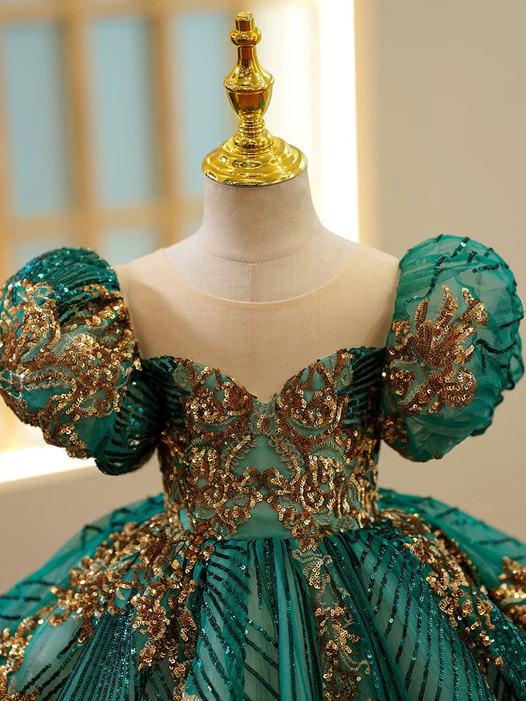 Vestido princesa verde niña