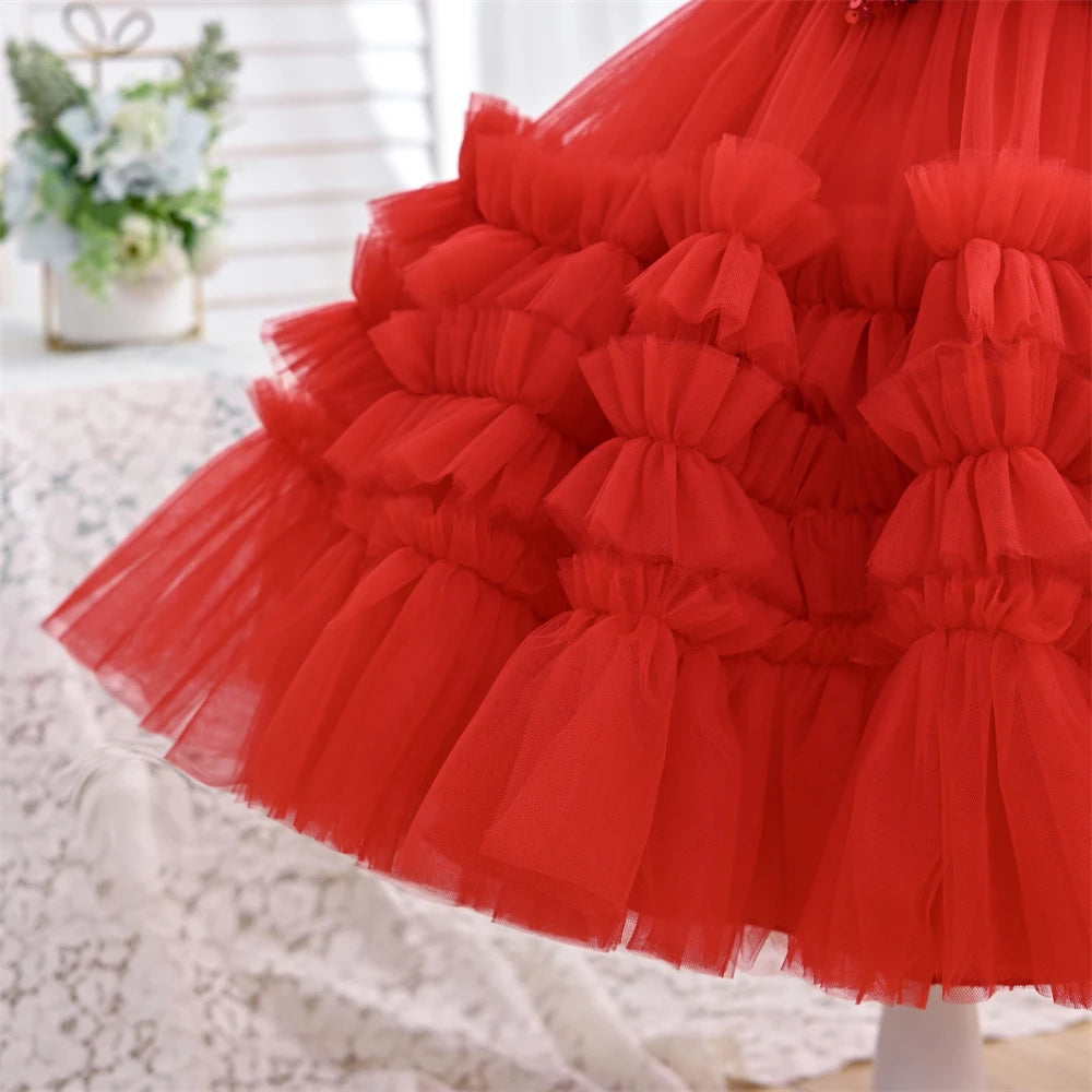 Elegante vestido rojo de navidad