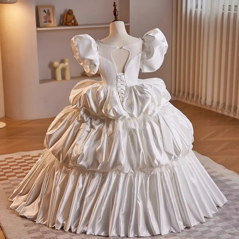 Weißes Kinderzeremonienkleid Prinzessin