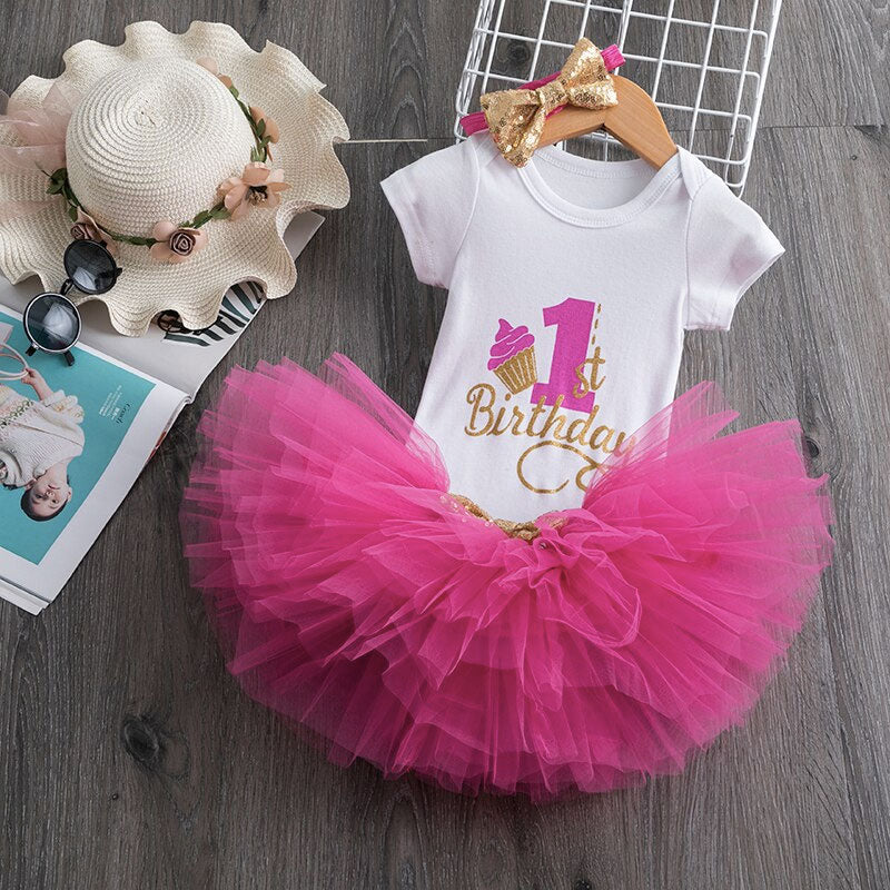 Outfit für den 1. Geburtstag Baby Mädchen cupcake pink