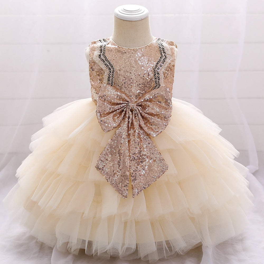 Kleid Prinzessin, Mädchen, trägerlos, goldfarben