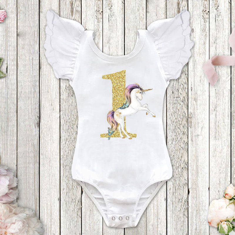 Vestido de unicornio arco iris para primer cumpleaños de bebé niña