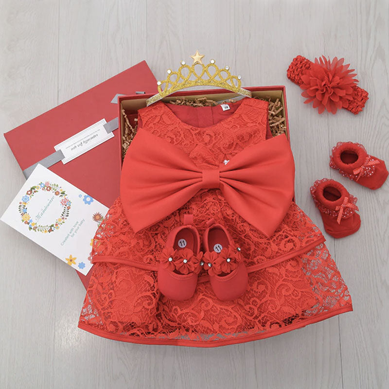 Confezione regalo abito rosso da bambina