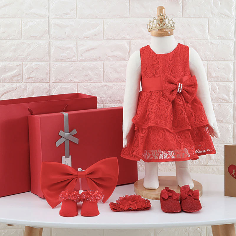 Caja regalo vestido rojo niña