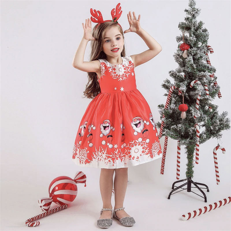 Vestido de navidad infantil padre navidad risueño