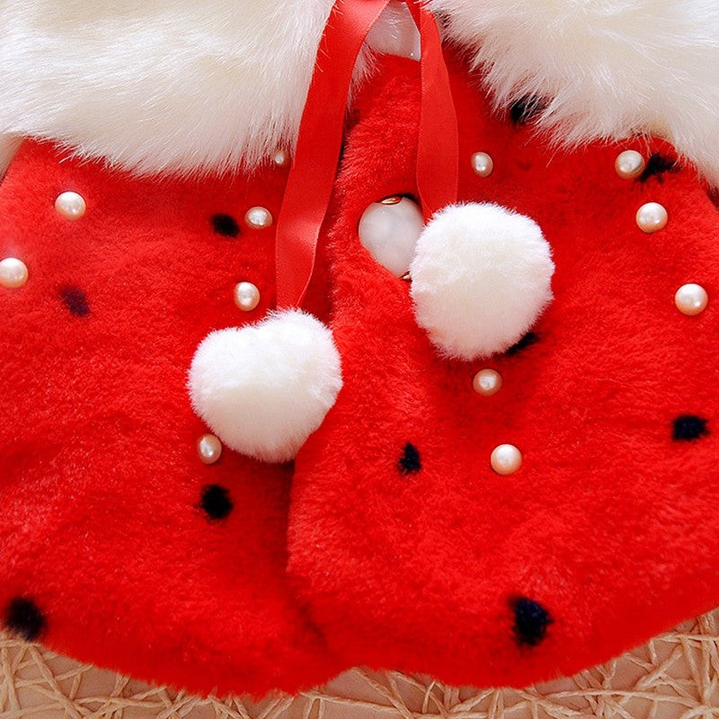 Cappotto bimba lolita chic rosso in pelliccia sintetica