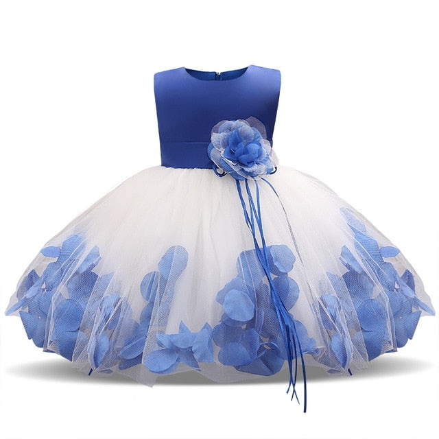 Vestido princesa bebe pétalo azul