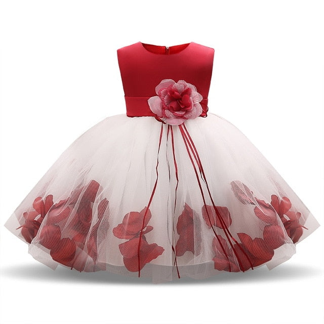 Vestido princesa bebé pétalo rojo