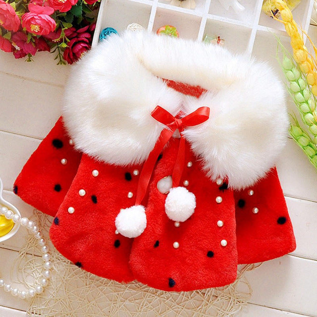 Cappotto bimba lolita chic rosso in pelliccia sintetica