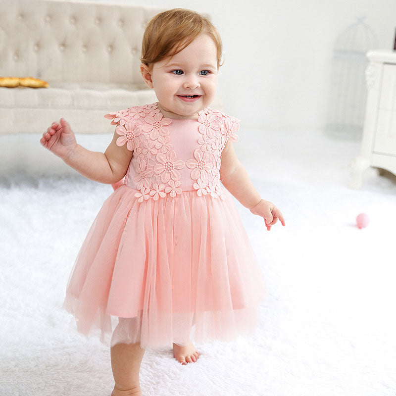 Kleid für die Taufe von Baby-Mädchen rosa