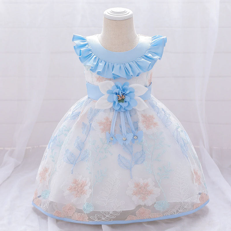 Vestido de princesa con escote azul