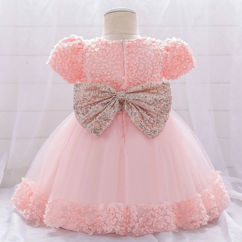 Vestido de cumple princesa bebe con doble lazo