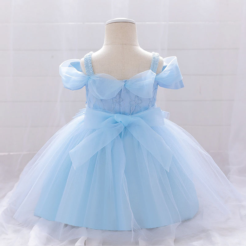 Vestido princesa bebé con tirantes y mangas cortas de tul