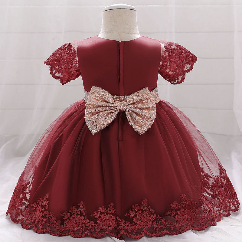 Vestido princesa bebe en burdeos