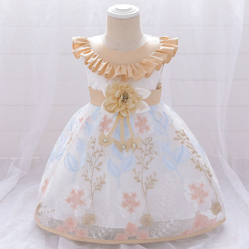 Baby-Prinzessin-Kleid mit plissiertem Ausschnitt