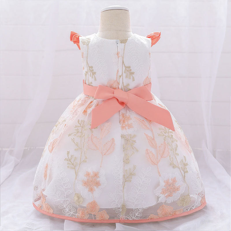 Vestido princesa bebe con escote naranja