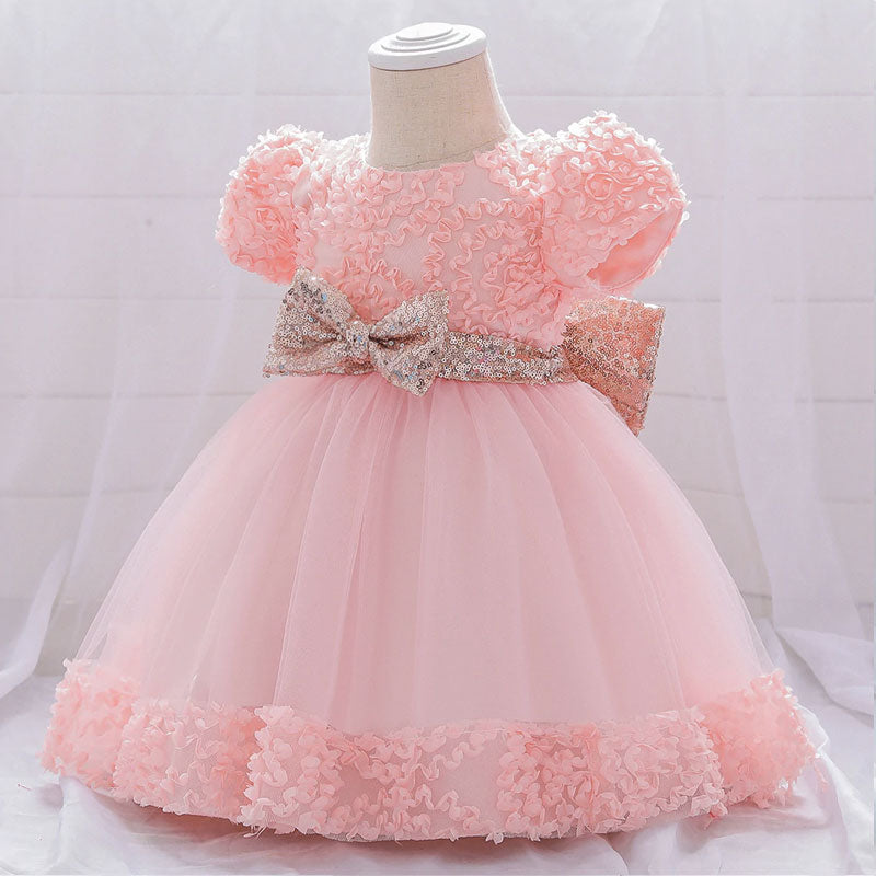 Vestido de cumple princesa bebe con doble lazo