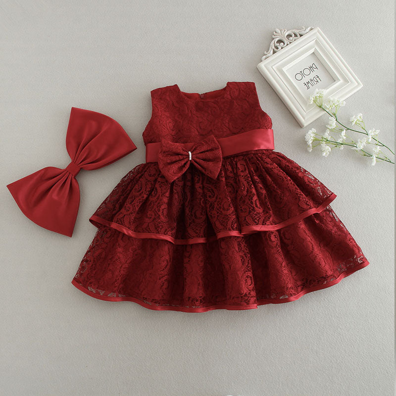 Kleid, Baby, Mädchen, zeremoniell, rot