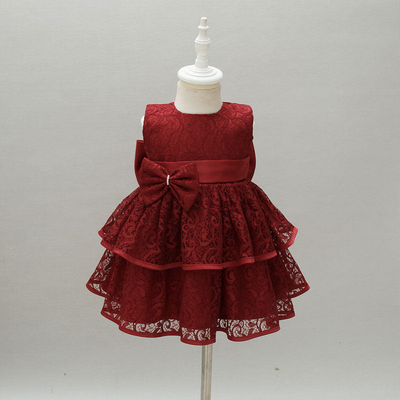 Kleid, Baby, Mädchen, zeremoniell, rot