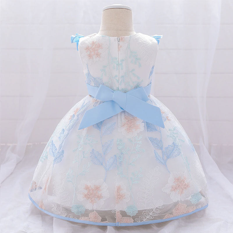 Baby-Prinzessin-Kleid mit Ausschnitt, blau