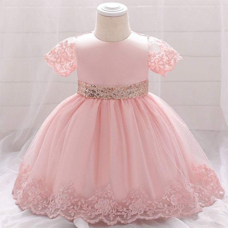 Vestido de novia rosa niña