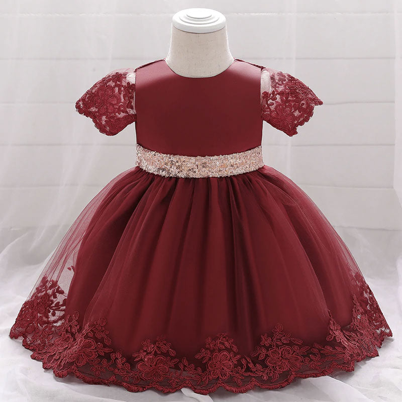 Vestido princesa bebe en burdeos