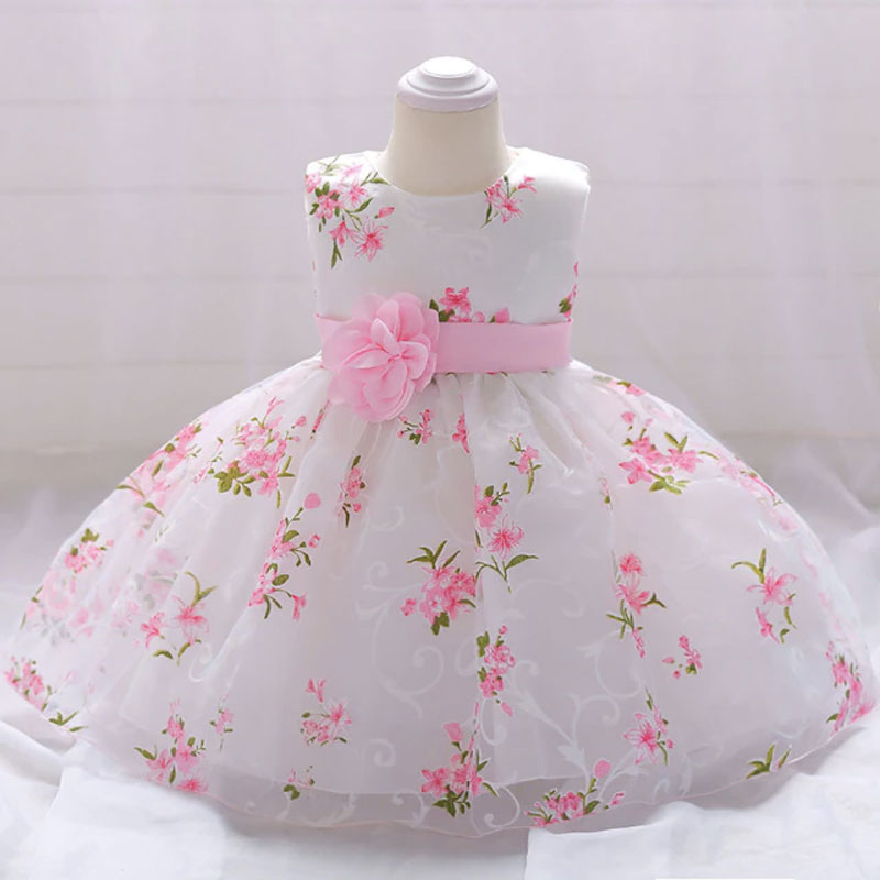 Vestido princesa bebe flor rosa