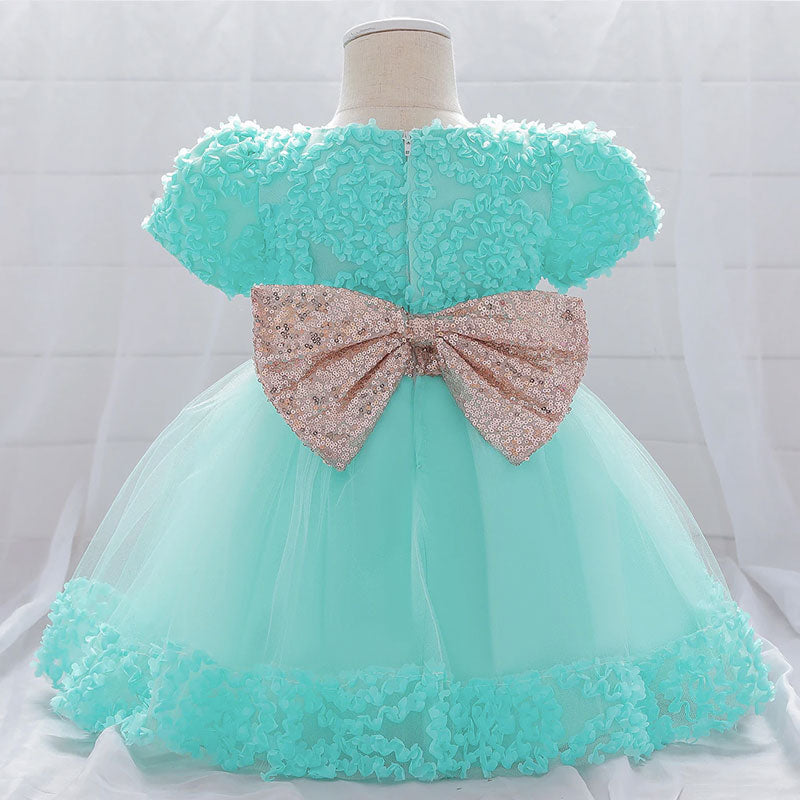 Vestido de cumple princesa bebe con doble lazo