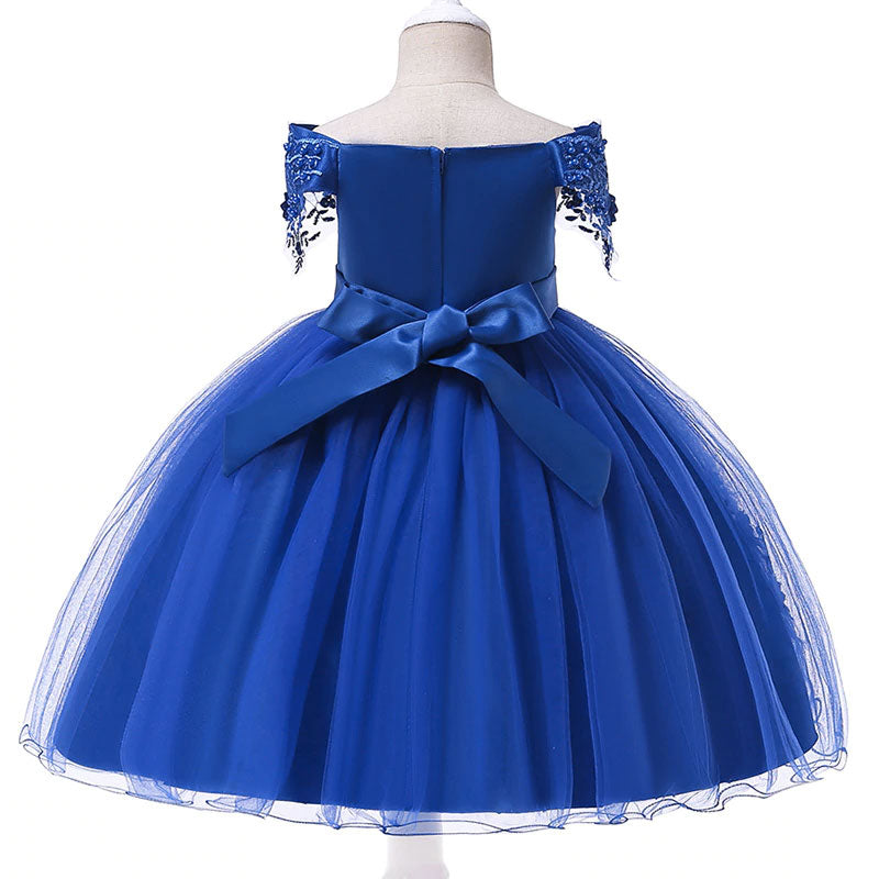 Kleid für die Trauung, Mädchen, blaue Blumen