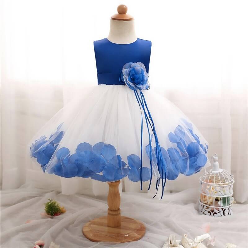 Vestido princesa bebe pétalo azul