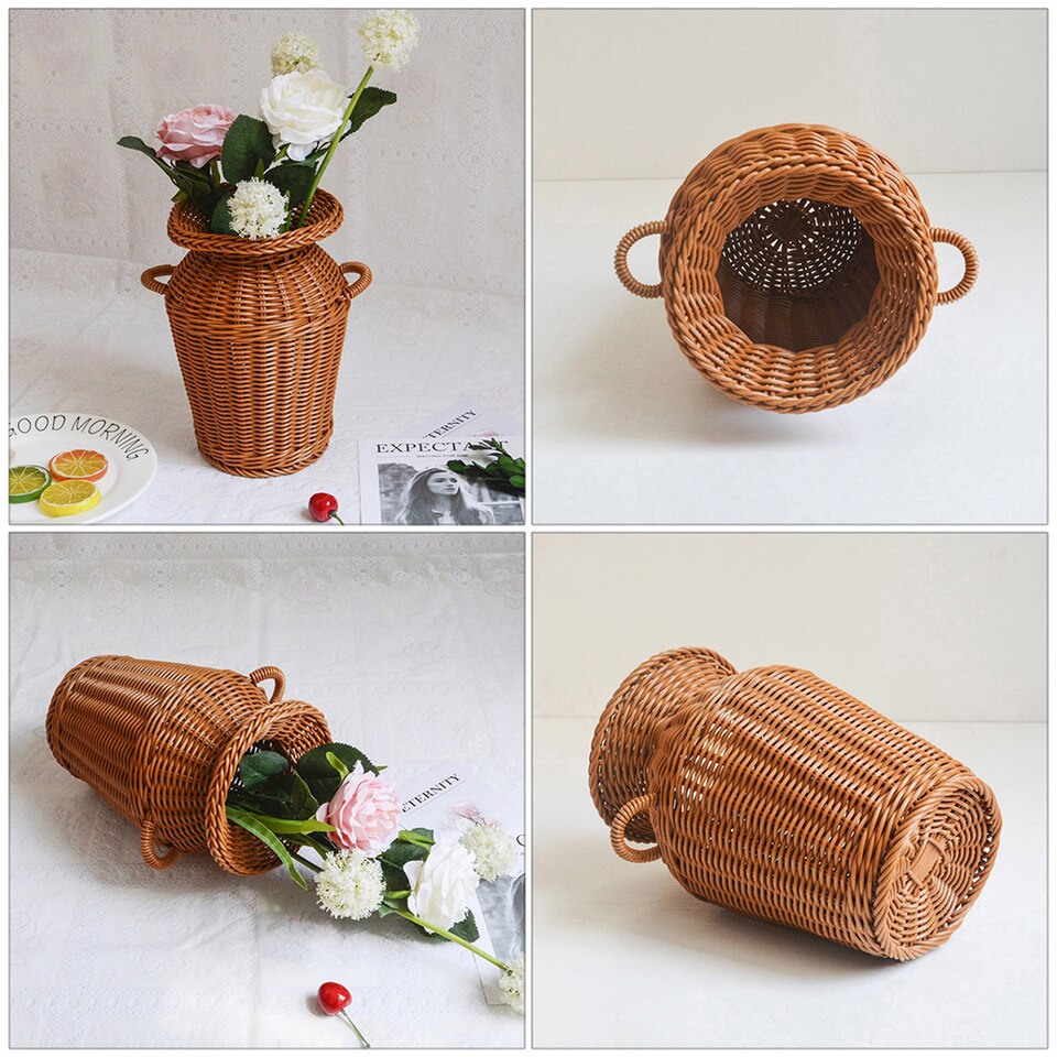 Vaso in rattan e vimini in stile rustico