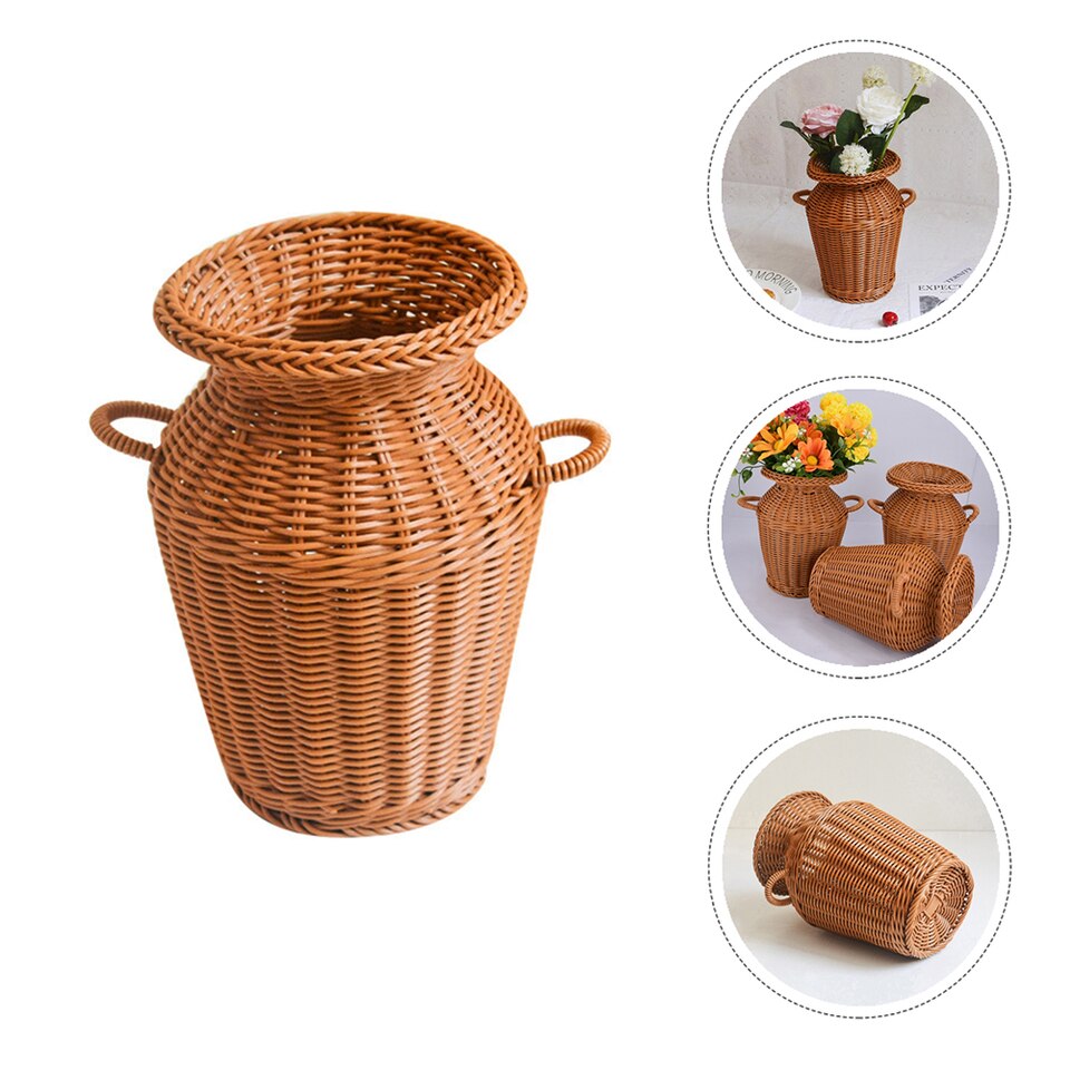 Vaso in rattan e vimini in stile rustico